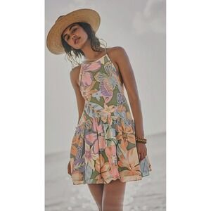 Free People Tropical Rainforest‎ Halter Beach Dress BOHO Rope NWT Small